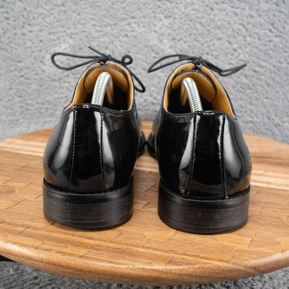 John Foster Men's Black Patent Leather Oxfords - Vero Cuoio Sole - Size- 12 US